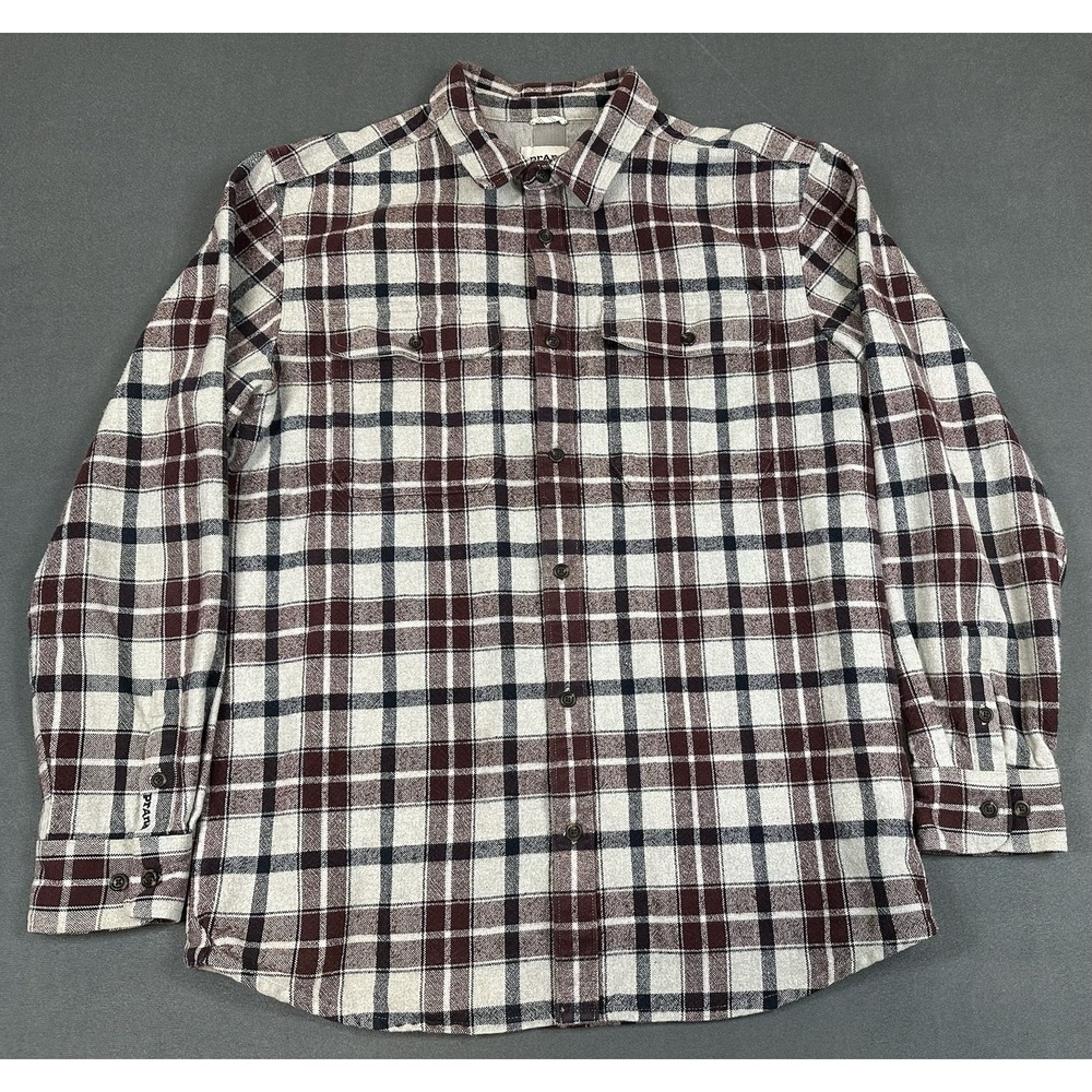 PrAna Flannel Shirt Mens Size Large Heavy Organic Cotton Cabincore Outdoor